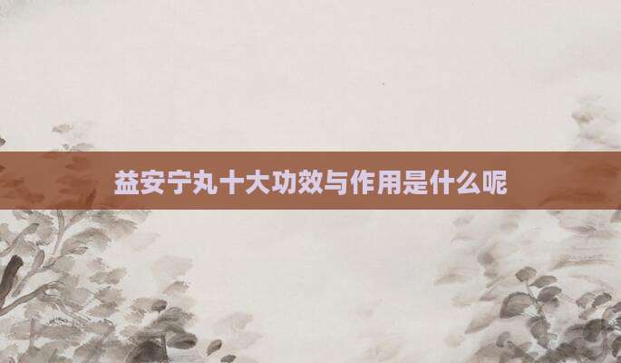 益安宁丸十大功效与作用是什么呢