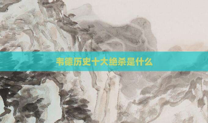 韦德历史十大绝杀是什么
