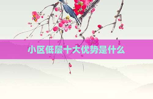 小区低层十大优势是什么