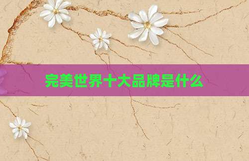 完美世界十大品牌是什么
