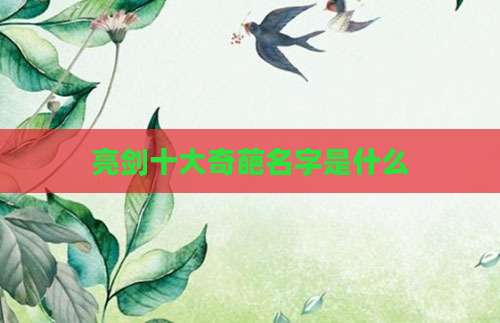 亮剑十大奇葩名字是什么
