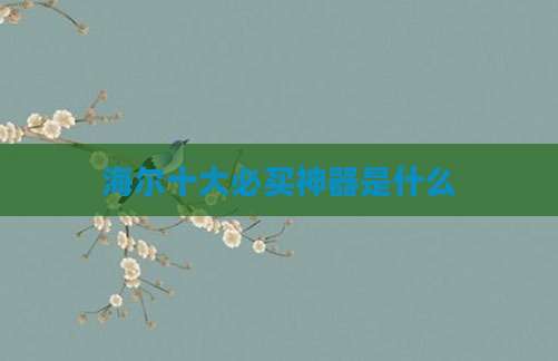 海尔十大必买神器是什么