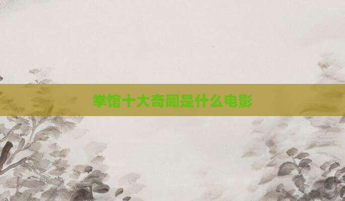 拳馆十大奇闻是什么电影