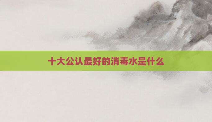 十大公认最好的消毒水是什么