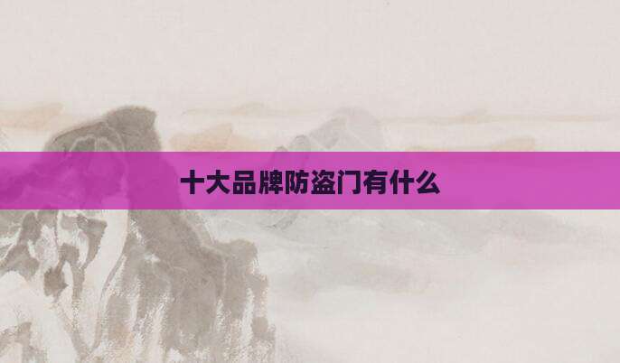 十大品牌防盗门有什么