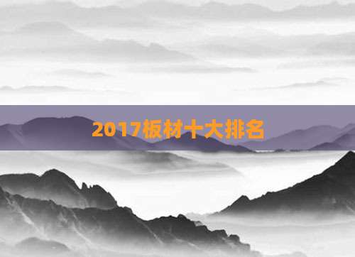 2017板材十大排名