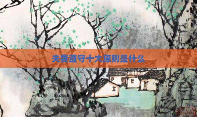 夫妻遵守十大原则是什么