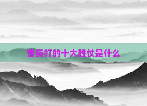 曹操打的十大胜仗是什么