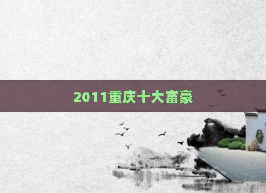 2011重庆十大富豪
