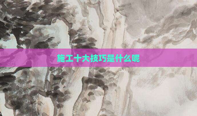 施工十大技巧是什么呢