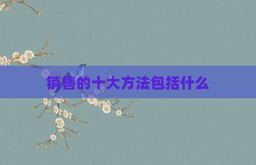 销售的十大方法包括什么