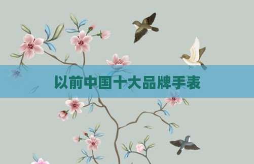 以前中国十大品牌手表