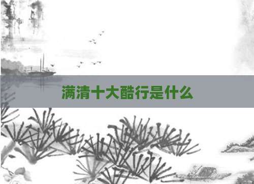 满清十大酷行是什么