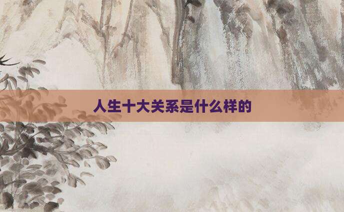 人生十大关系是什么样的
