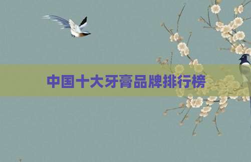 中国十大牙膏品牌排行榜