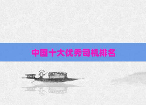 中国十大优秀司机排名
