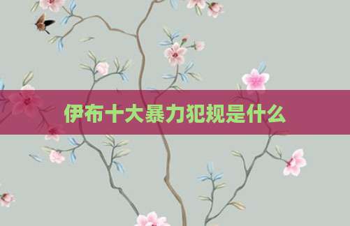伊布十大暴力犯规是什么