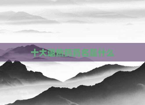 十大退热药药名是什么