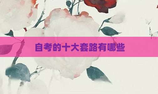 自考的十大套路有哪些