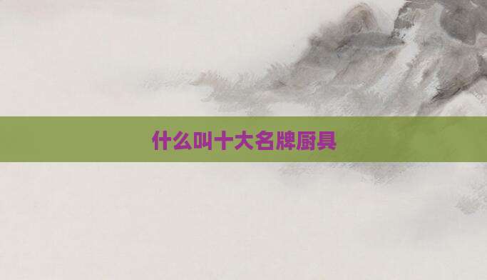 什么叫十大名牌厨具