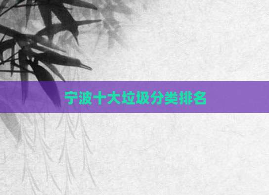 宁波十大垃圾分类排名
