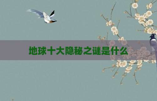 地球十大隐秘之谜是什么