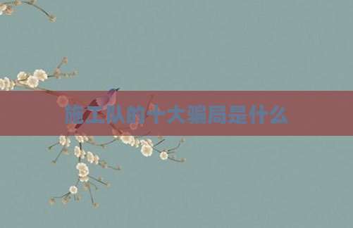 施工队的十大骗局是什么