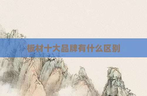 板材十大品牌有什么区别
