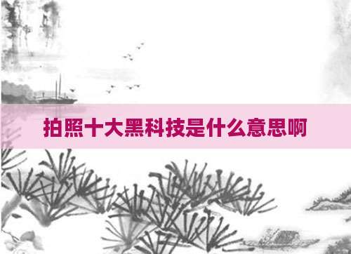 拍照十大黑科技是什么意思啊