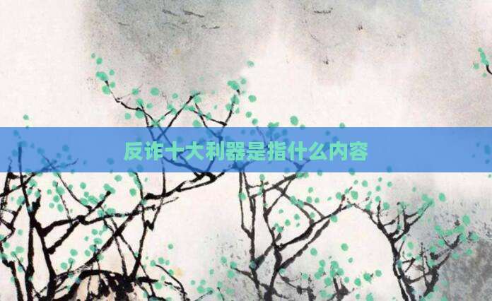 反诈十大利器是指什么内容