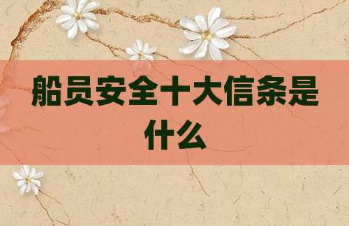 船员安全十大信条是什么