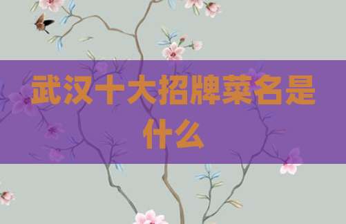 武汉十大招牌菜名是什么