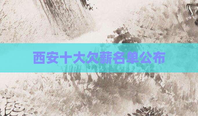 西安十大欠薪名单公布