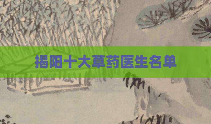 揭阳十大草药医生名单