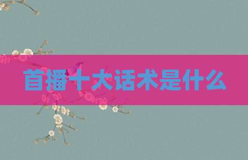 首播十大话术是什么