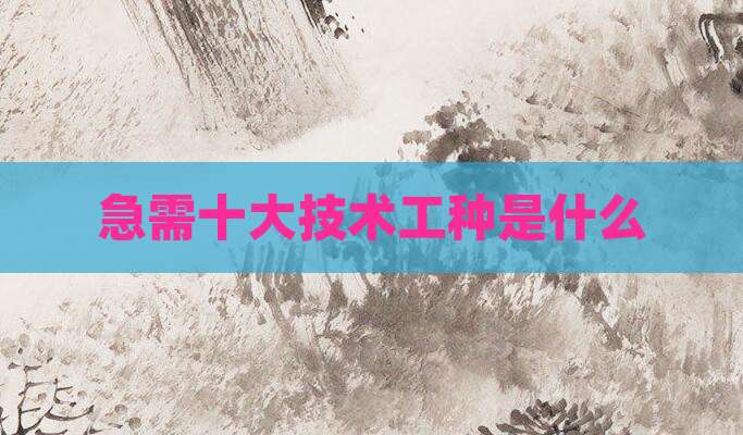 急需十大技术工种是什么