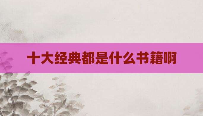 十大经典都是什么书籍啊