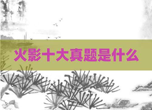 火影十大真题是什么