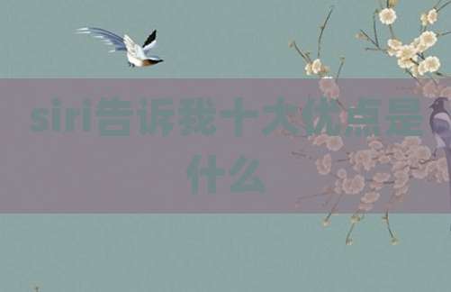 siri告诉我十大优点是什么