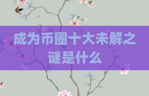 成为币圈十大未解之谜是什么