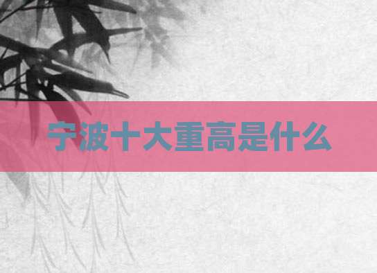 宁波十大重高是什么