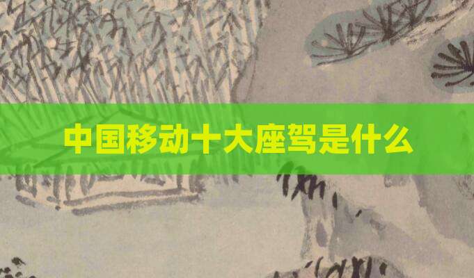 中国移动十大座驾是什么