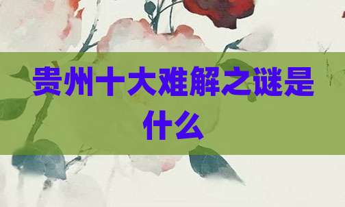 贵州十大难解之谜是什么