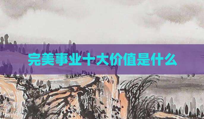 完美事业十大价值是什么