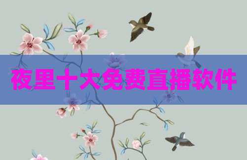 夜里十大免费直播软件