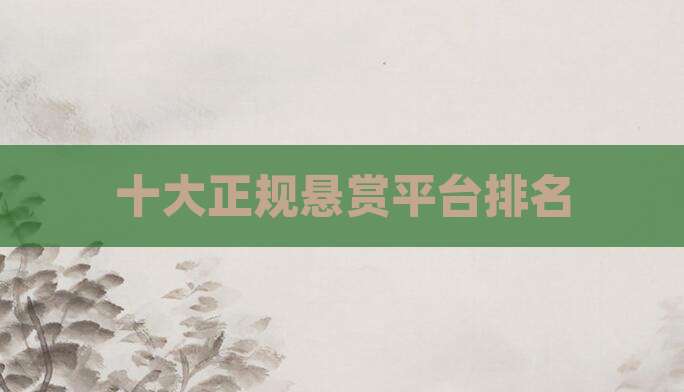 十大正规悬赏平台排名
