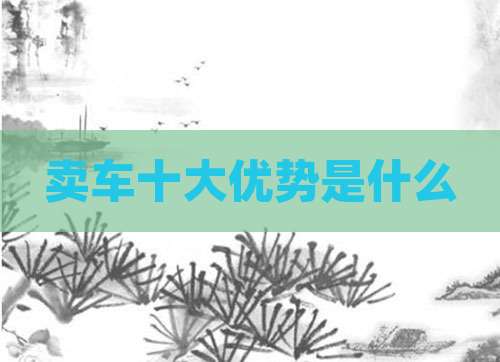 卖车十大优势是什么