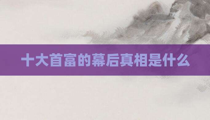 十大首富的幕后真相是什么