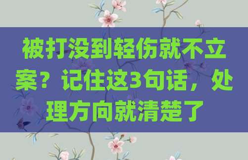 被打没到轻伤不立案？记住这3句话，别轻易私了