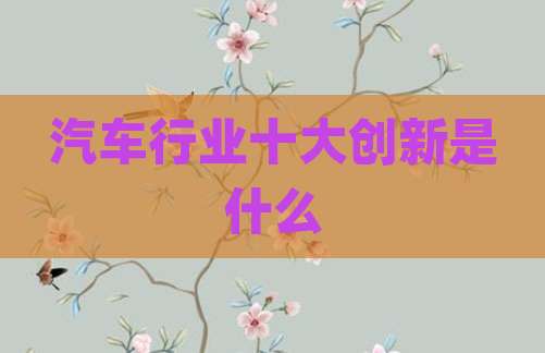 汽车行业十大创新是什么